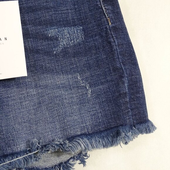 KanCan High Rise Distressed Denim Jean Shorts Women Size S Dark Wash Raw Hem NEW - Picture 2 of 12